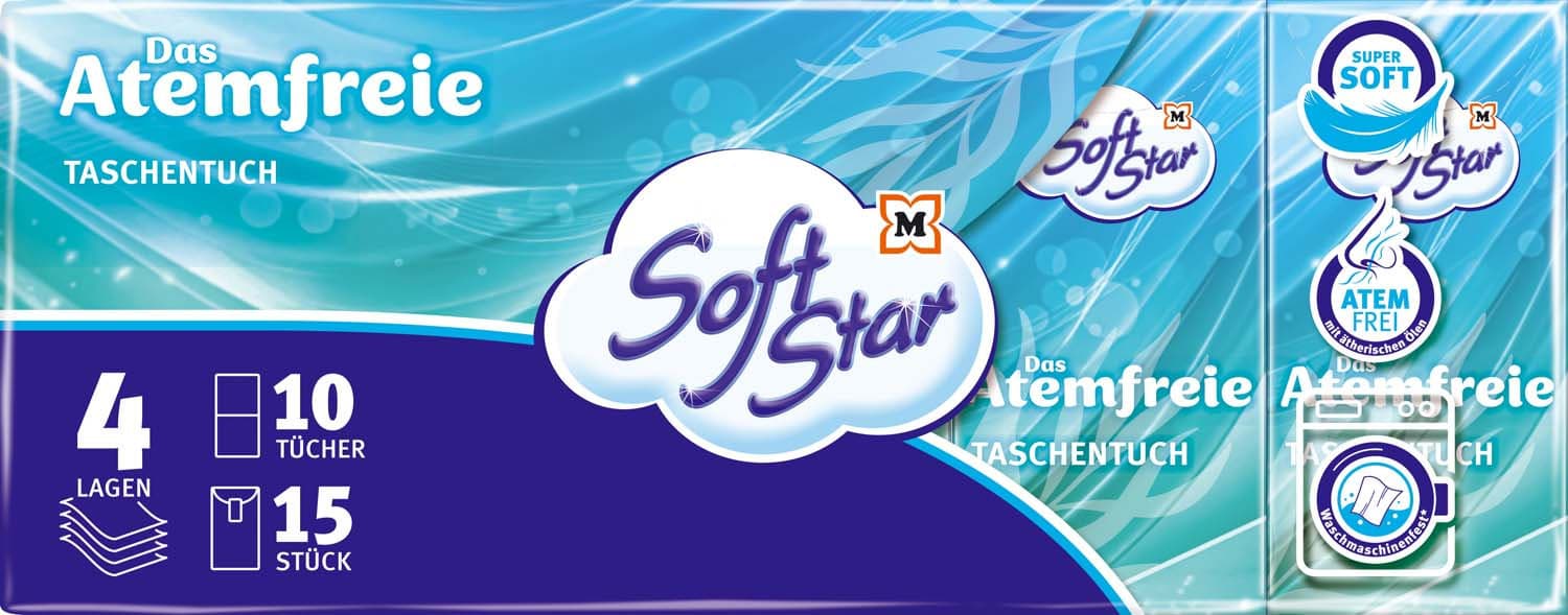 Pañuelos SoftStar "Die Atemfreien", 4 capas, 15 x 10 unidades