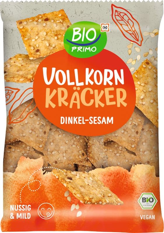 BIO PRIMO Bio Vollkorn Kräcker Dinkel-Sesam