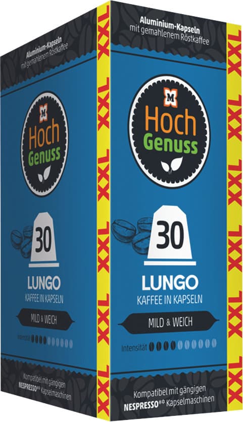 Hochgenuss Kaffee Kapseln XXL Lungo