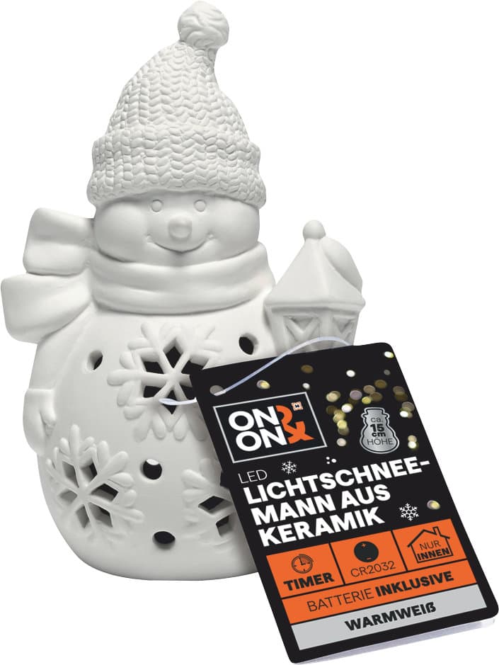 ON&ON LED-Lichtschneemann aus Keramik