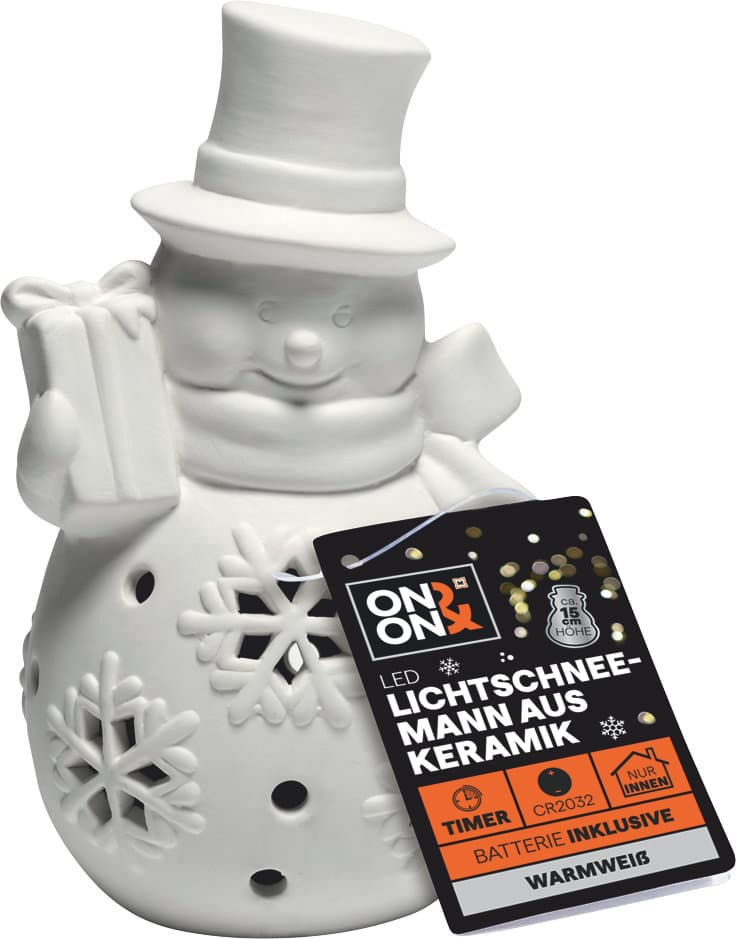 ON&ON LED-Lichtschneemann aus Keramik