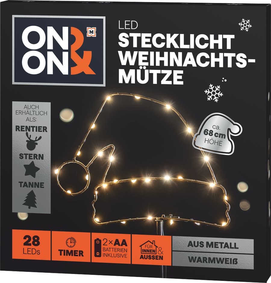ON&ON LED-Stecklicht Weihnachtsmütze