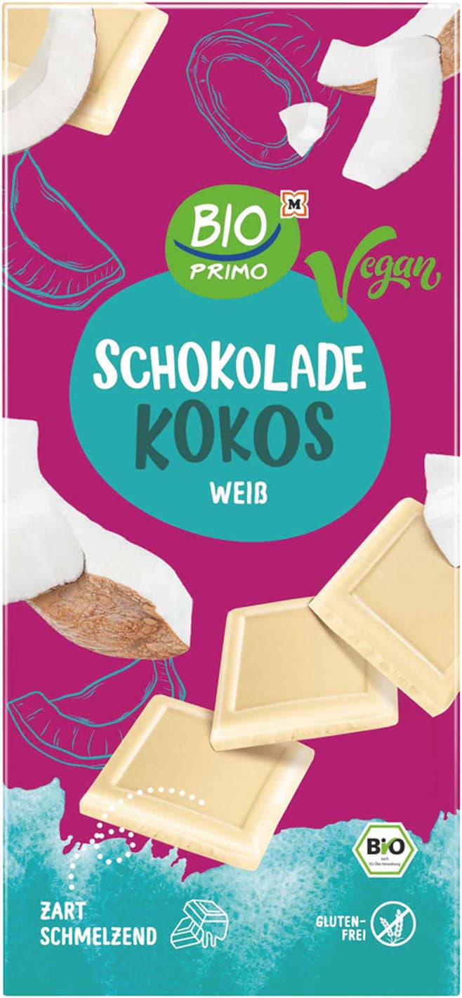 BIO PRIMO Bio Vegane Kokosschokolade weiß