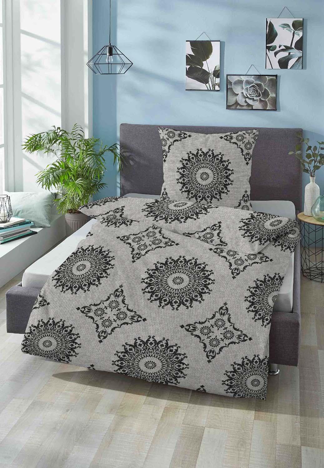 Produktbild biberna Melange Flanell Bettwäsche 80x80cm, 135x200cm 3 von 6