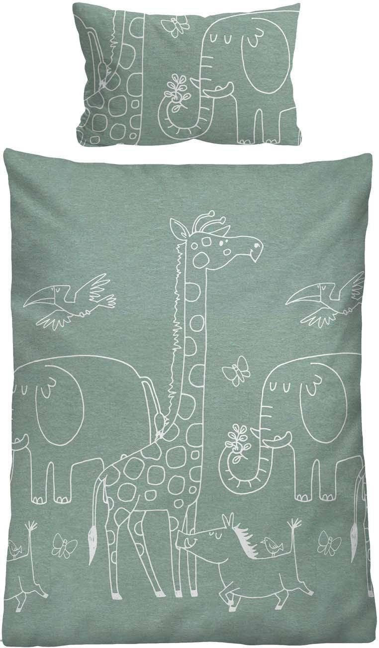 biberna Melange Flanell Kinderbettwäsche 40x60cm, 100x135cm