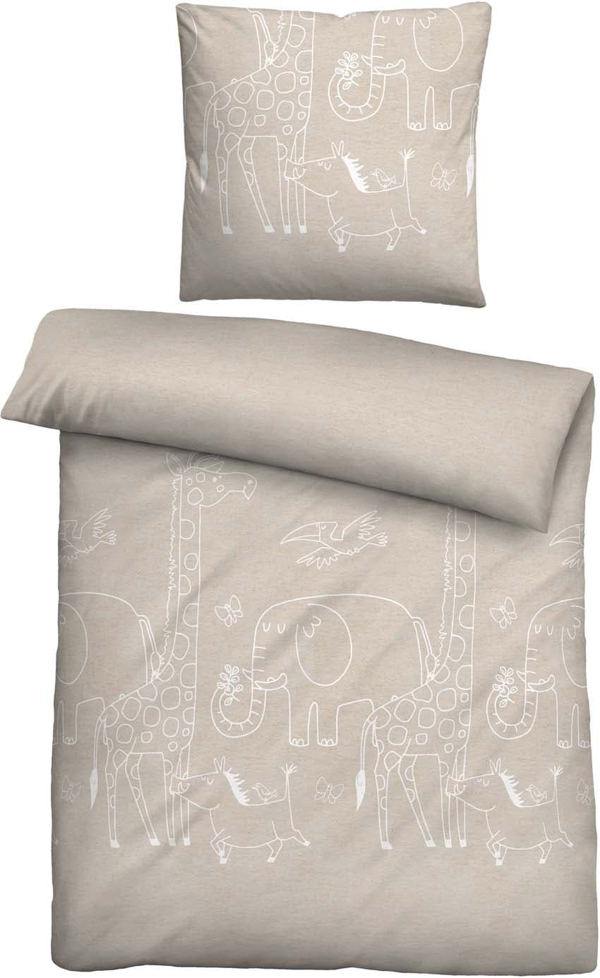 biberna Melange Flanell Bettwäsche 80x80cm, 135x200cm