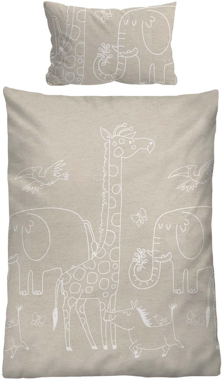 biberna Melange Flanell Kinderbettwäsche 40x60cm, 100x135cm