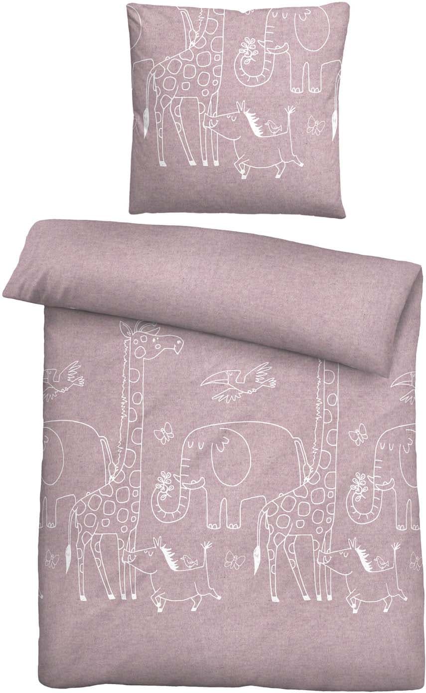 biberna Melange Flanell Bettwäsche 80x80cm, 135x200cm