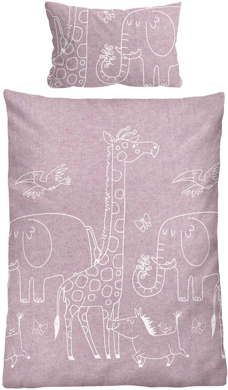 biberna Melange Flanell Kinderbettwäsche 40x60cm, 100x135cm