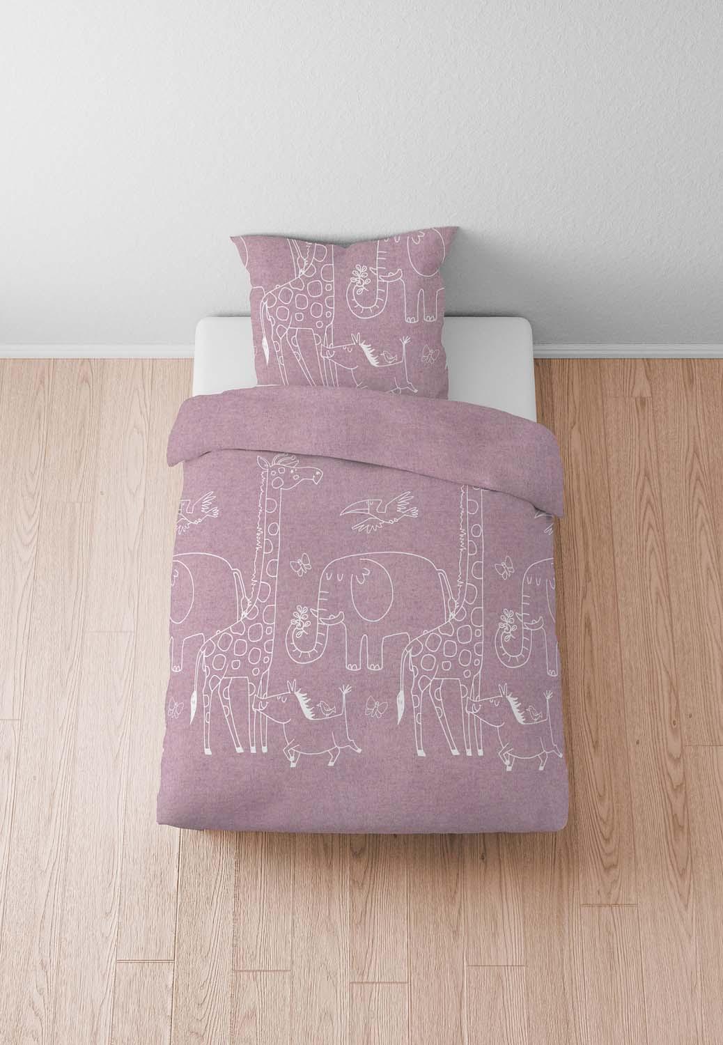 Produktbild biberna Melange Flanell Bettwäsche 70x90cm, 140x200cm 3 von 6