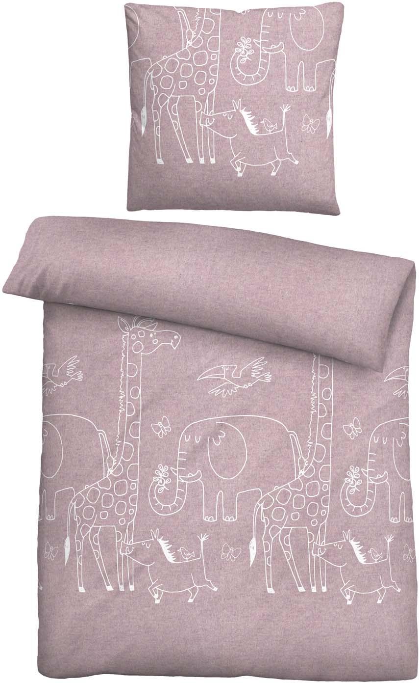 biberna Melange Flanell Bettwäsche 70x90cm, 140x200cm
