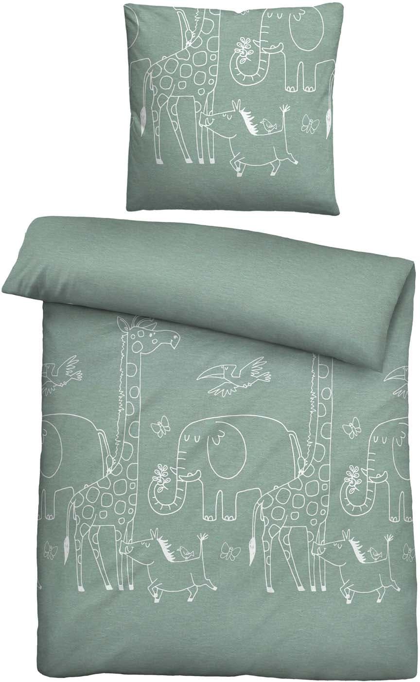 biberna Melange Flanell Bettwäsche 70x90cm, 140x200cm