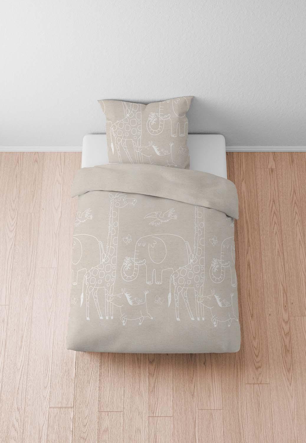 Produktbild biberna Melange Flanell Kinderbettwäsche 70x90cm, 140x200cm 7 von 8