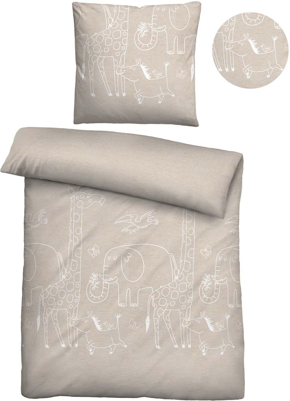 Produktbild biberna Melange Flanell Kinderbettwäsche 70x90cm, 140x200cm 5 von 8