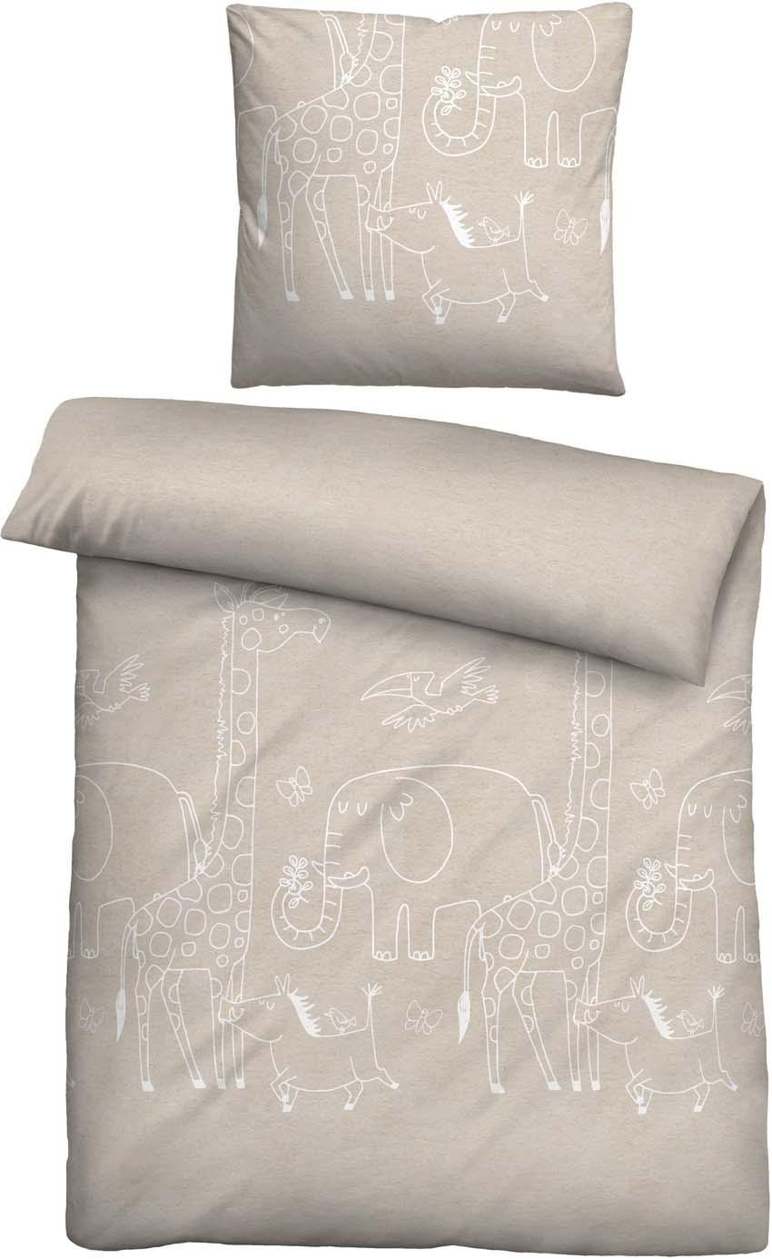 biberna Melange Flanell Kinderbettwäsche 70x90cm, 140x200cm