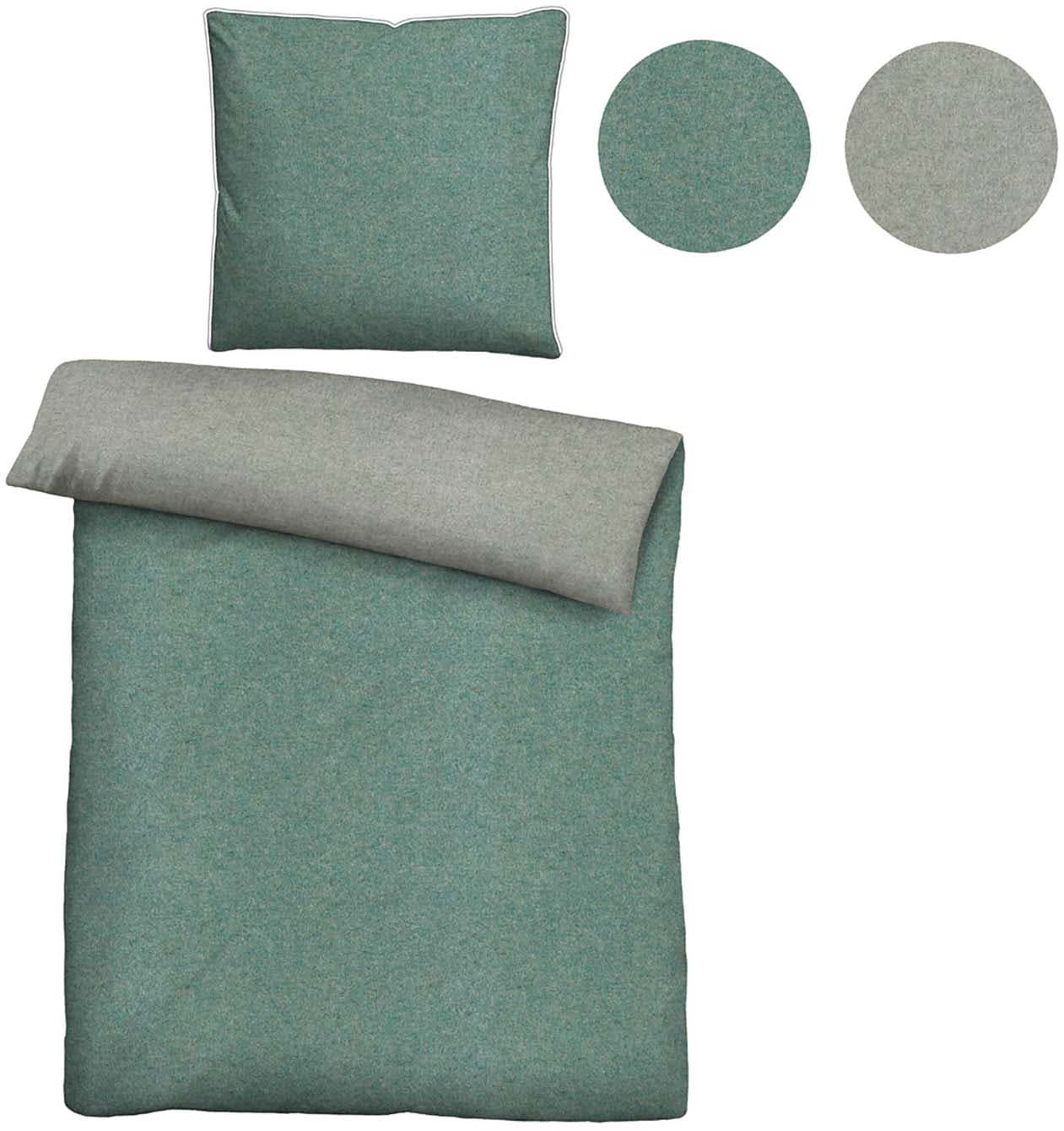 biberna Melange Flanell Bettwäsche 70x90cm, 140x200cm