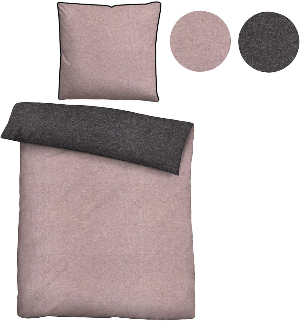 biberna Melange Flanell Bettwäsche 70x90cm, 140x200cm