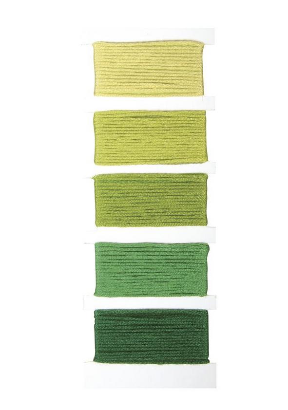 rayher BAUMWOLLGARN STITCH&KNOT BLATTGRUEN 5 FARBEN JE 10M 53564428