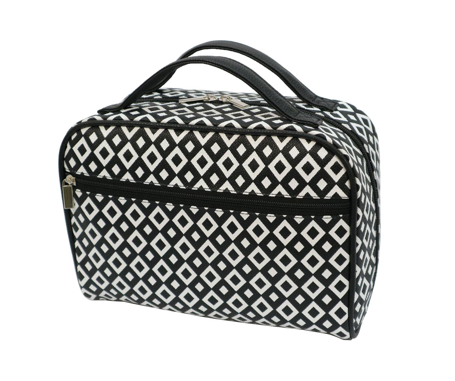 Kosmetiktasche schwarz/weiß mit Rauten