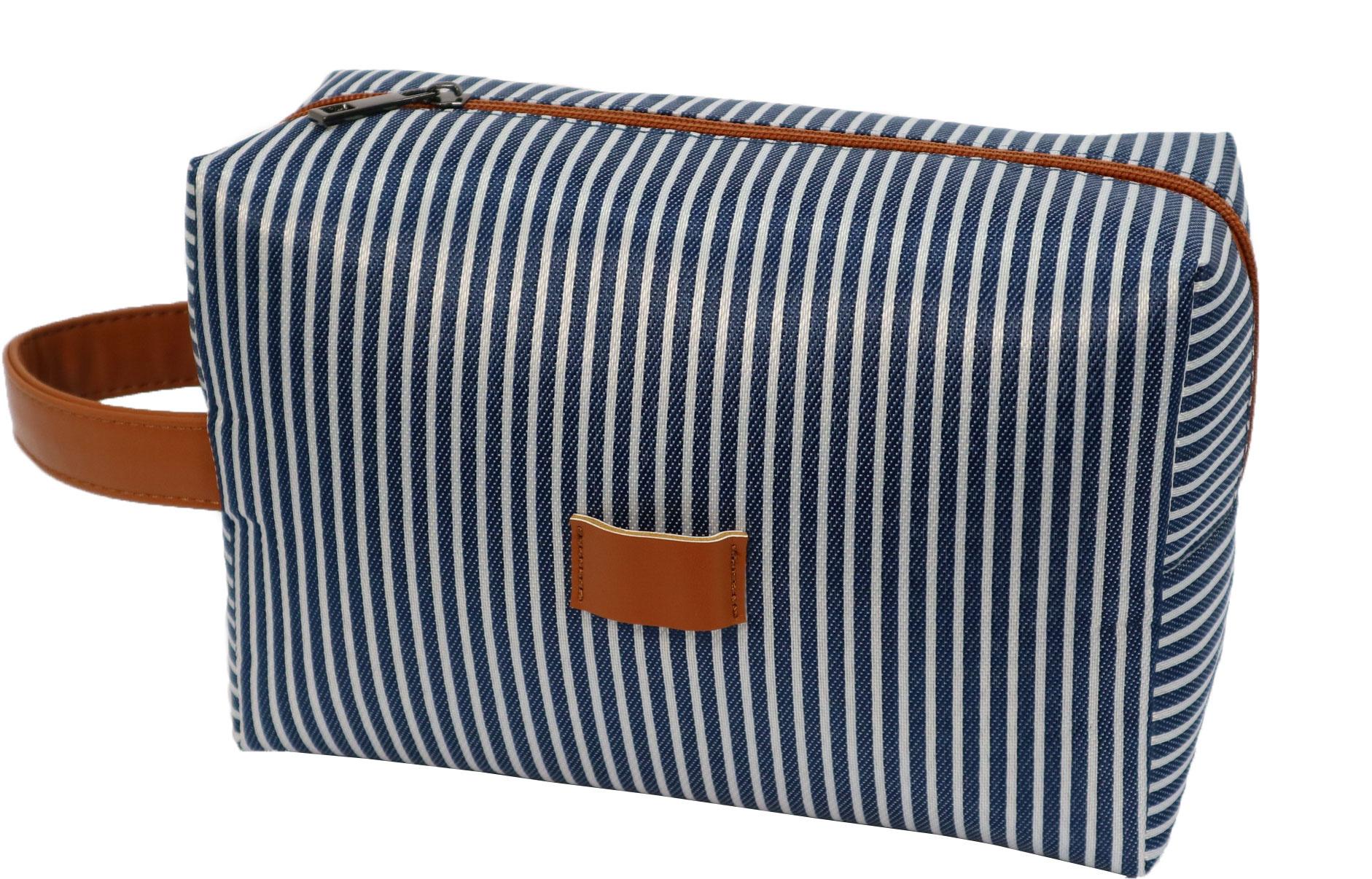 Kulturtasche blau / weiß gestreift