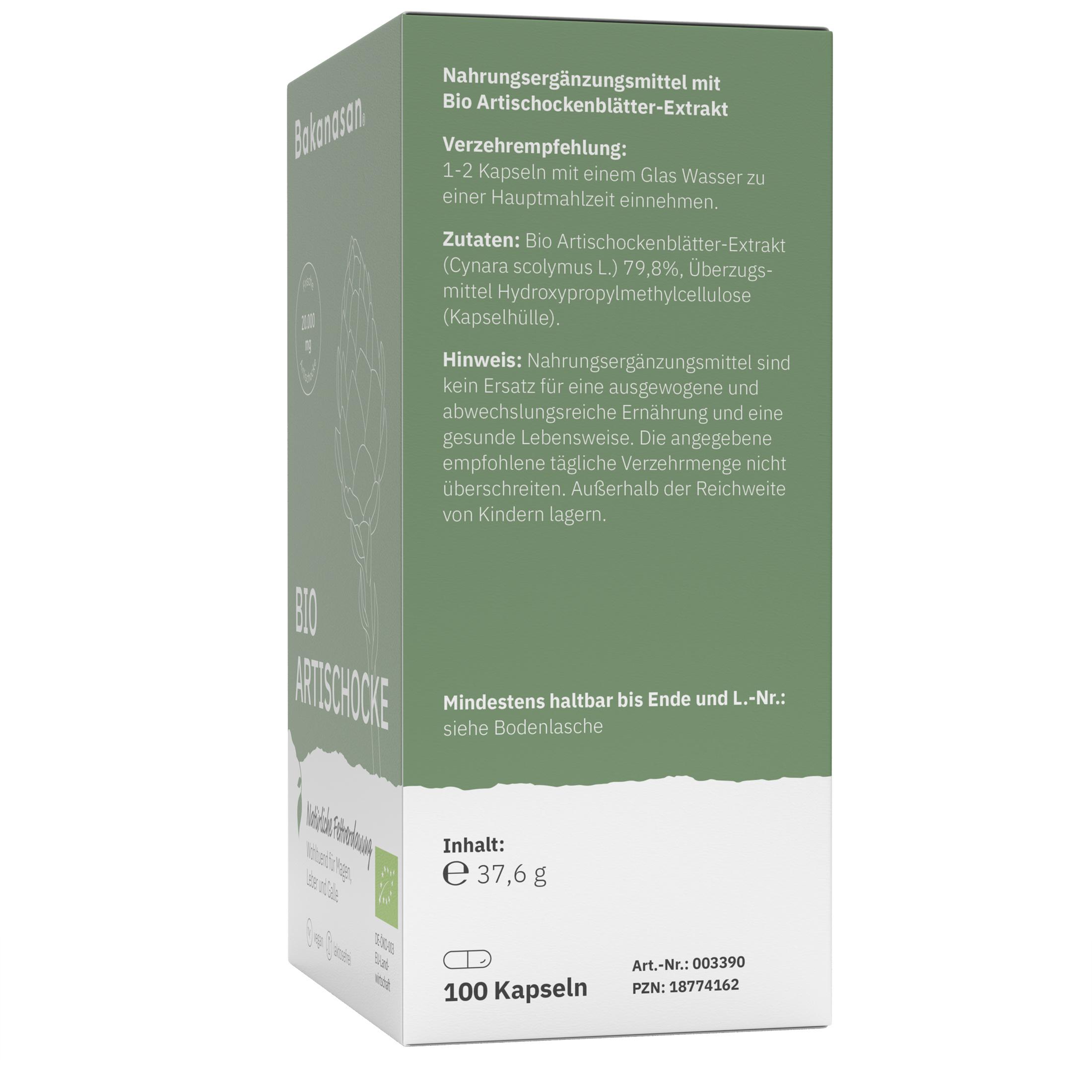 Produktbild BAKANASAN Bio Artischocke Kapseln 3 von 6