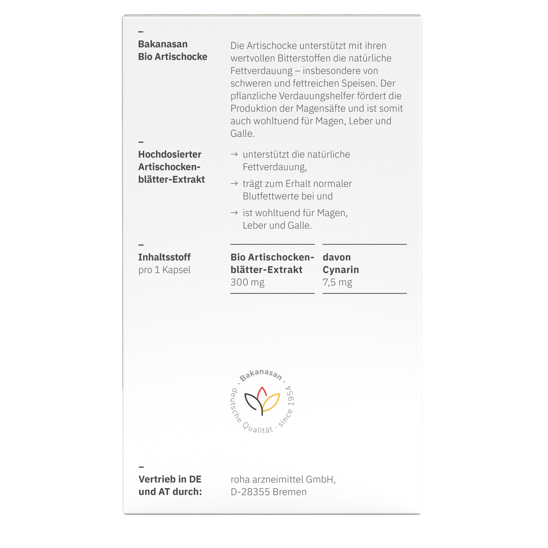 Produktbild BAKANASAN Bio Artischocke Kapseln 6 von 6