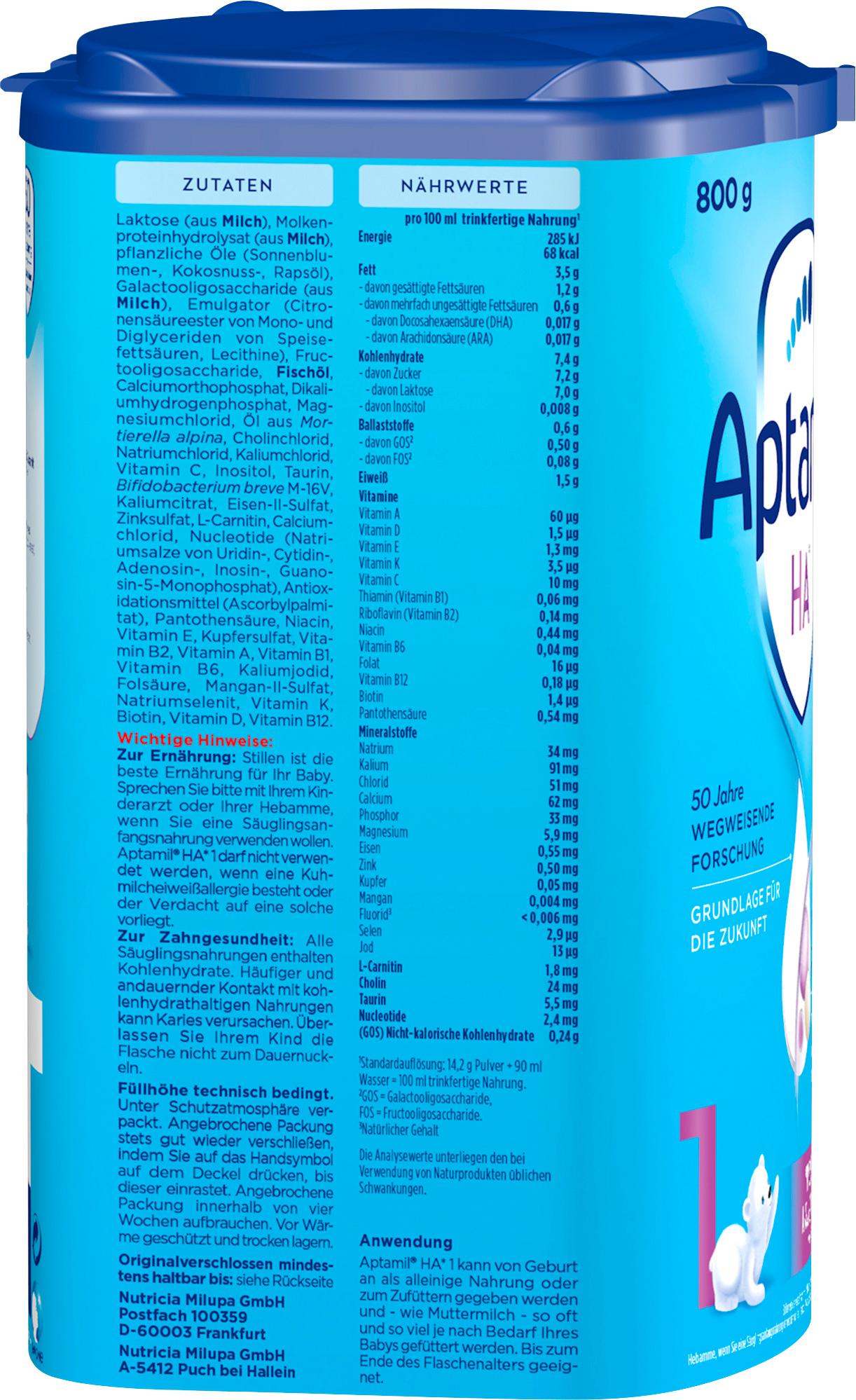 Produktbild Aptamil HA 1 Hydrolysierte Anfangsnahrung 9 von 12