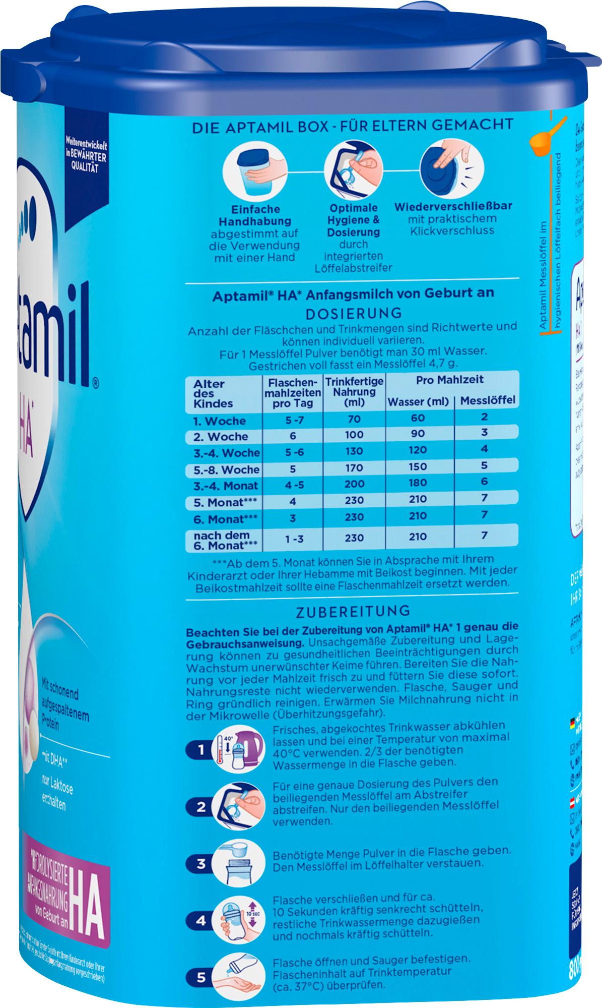 Produktbild Aptamil HA 1 Hydrolysierte Anfangsnahrung 10 von 12
