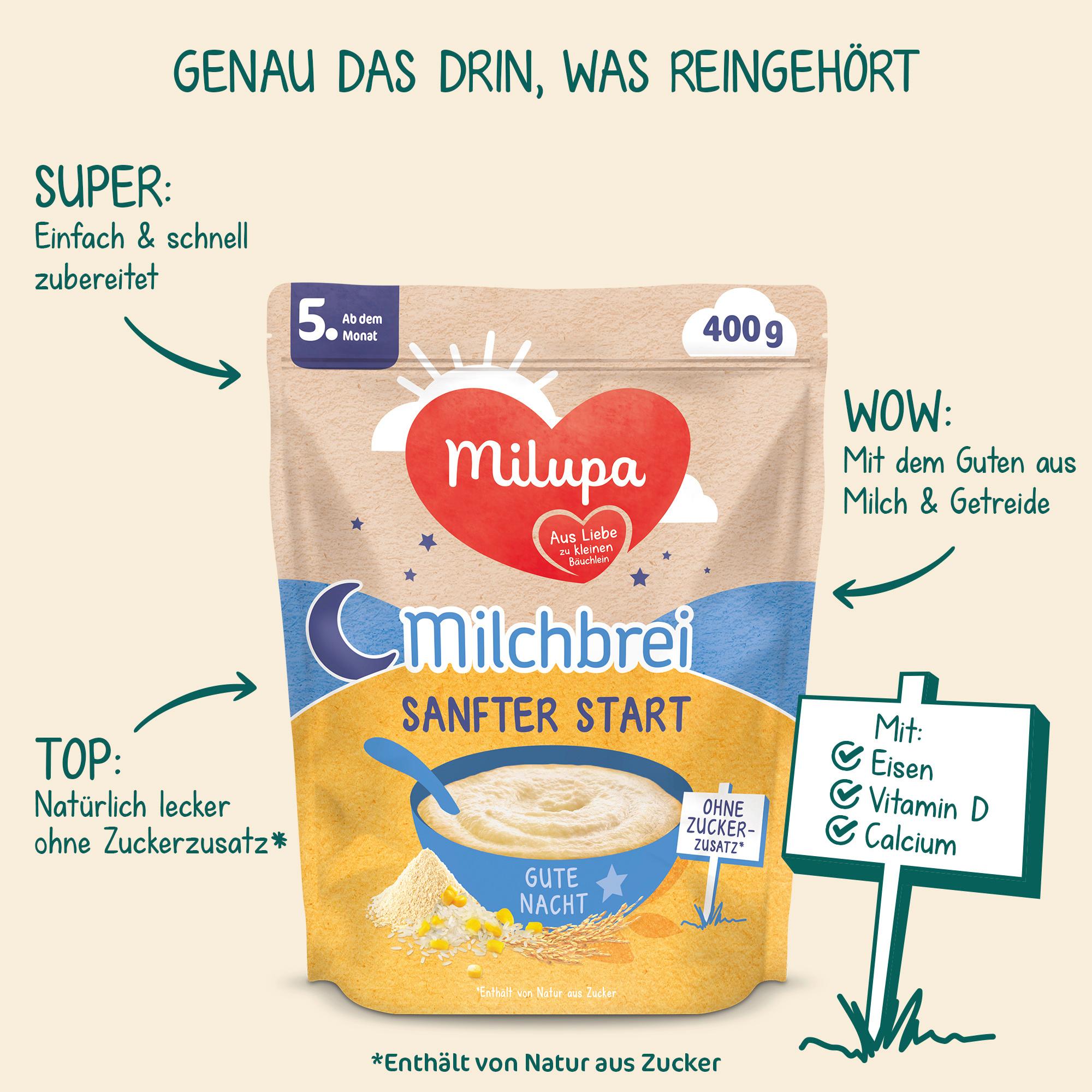 Produktbild MILUPA Milchbrei Sanfter Start Gute Nacht nach dem 4. Monat 2 von 9