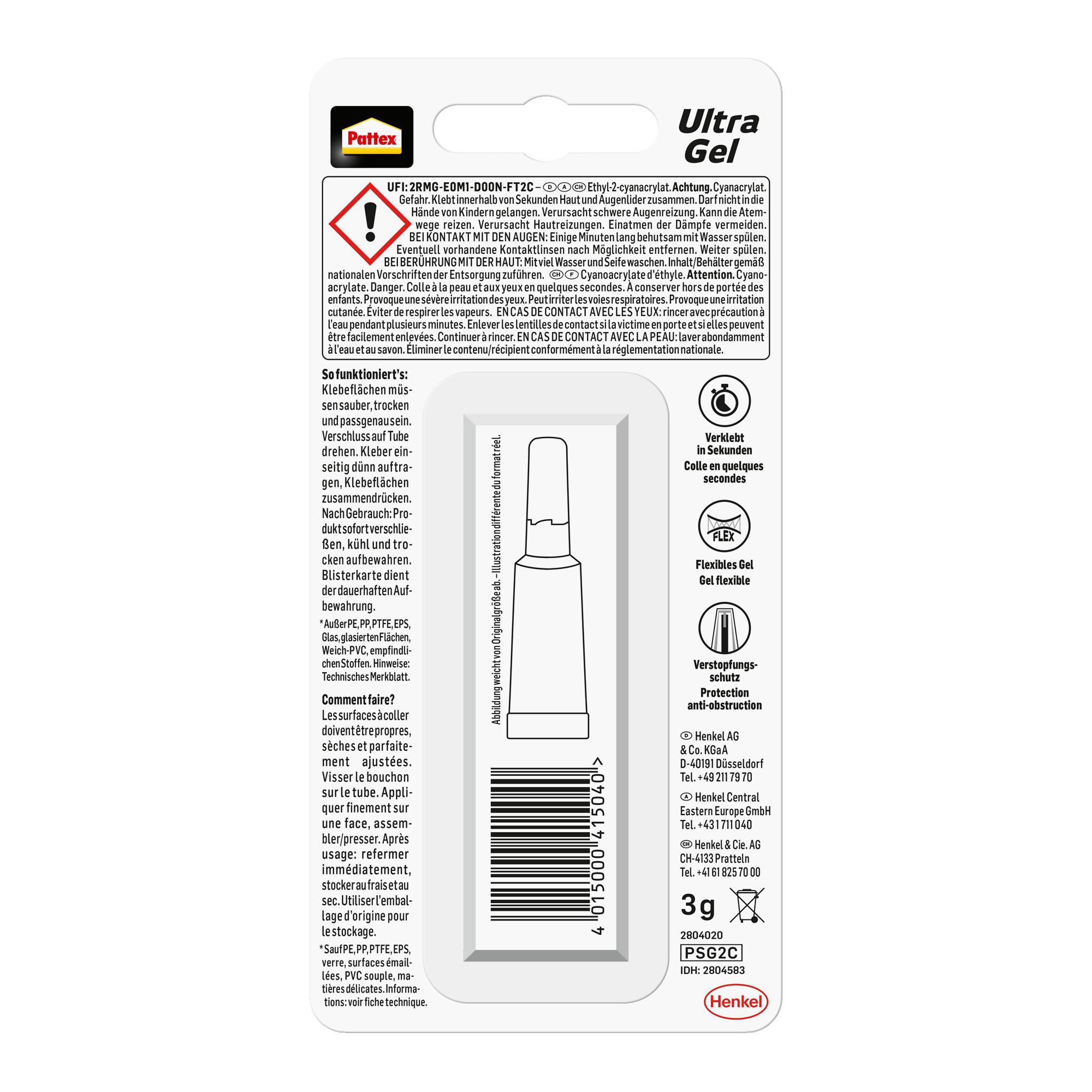 Produktbild Pattex Sekundenkleber Ultra Gel 3g 3 von 3