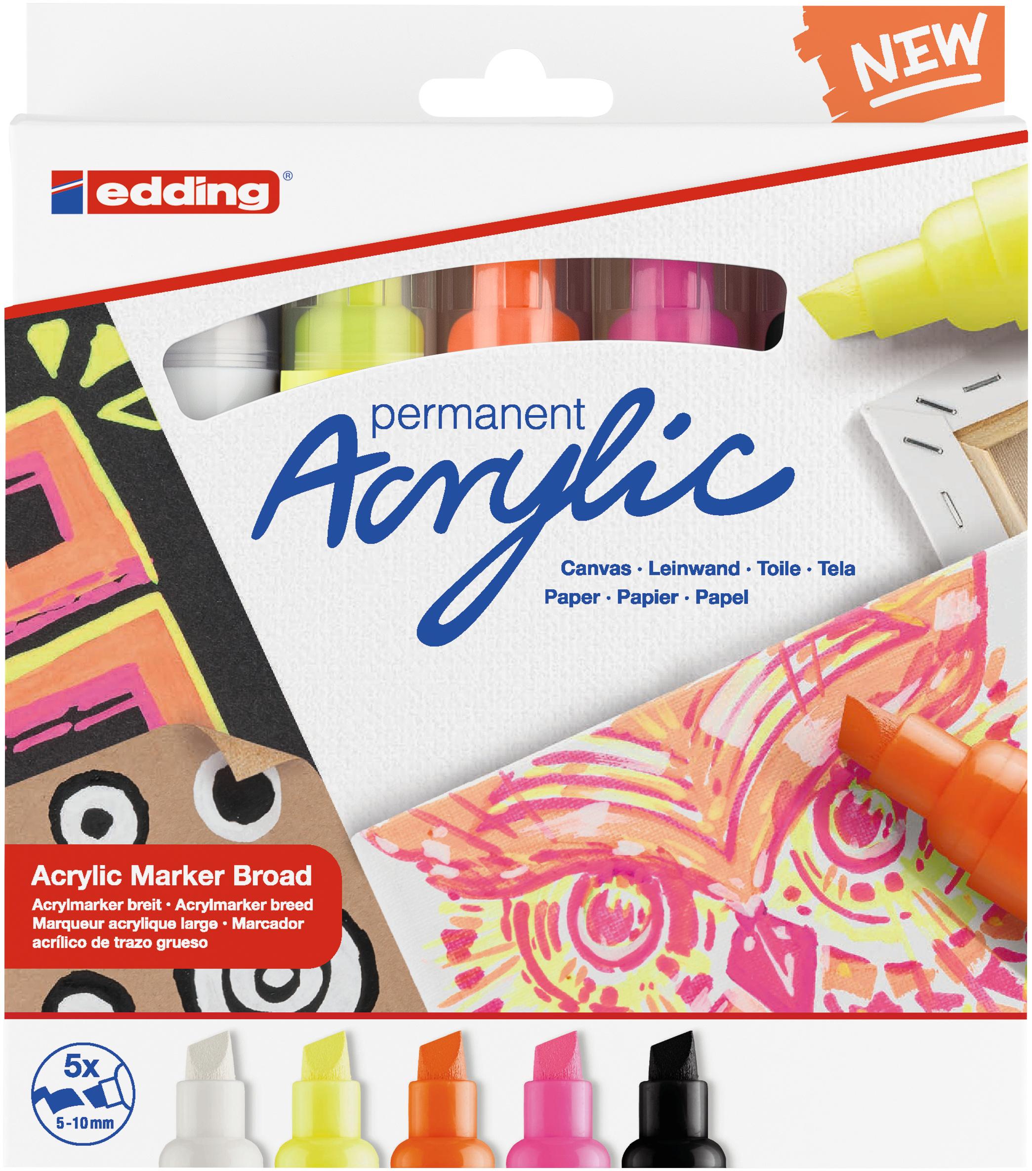 edding Acrylmarker 5000 5er-Set breit neon