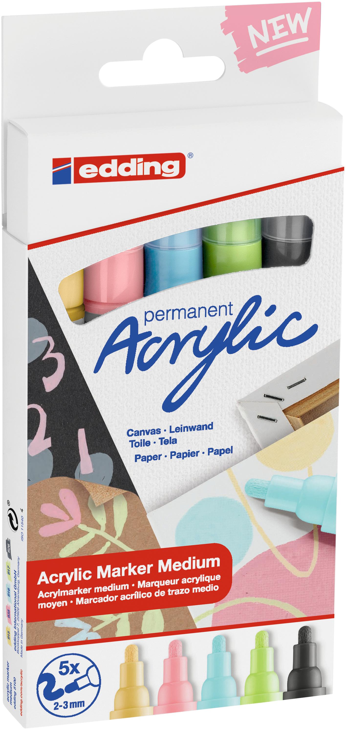 Produktbild edding Acrylmarker 5100 5er-Set medium pastell 5 von 13
