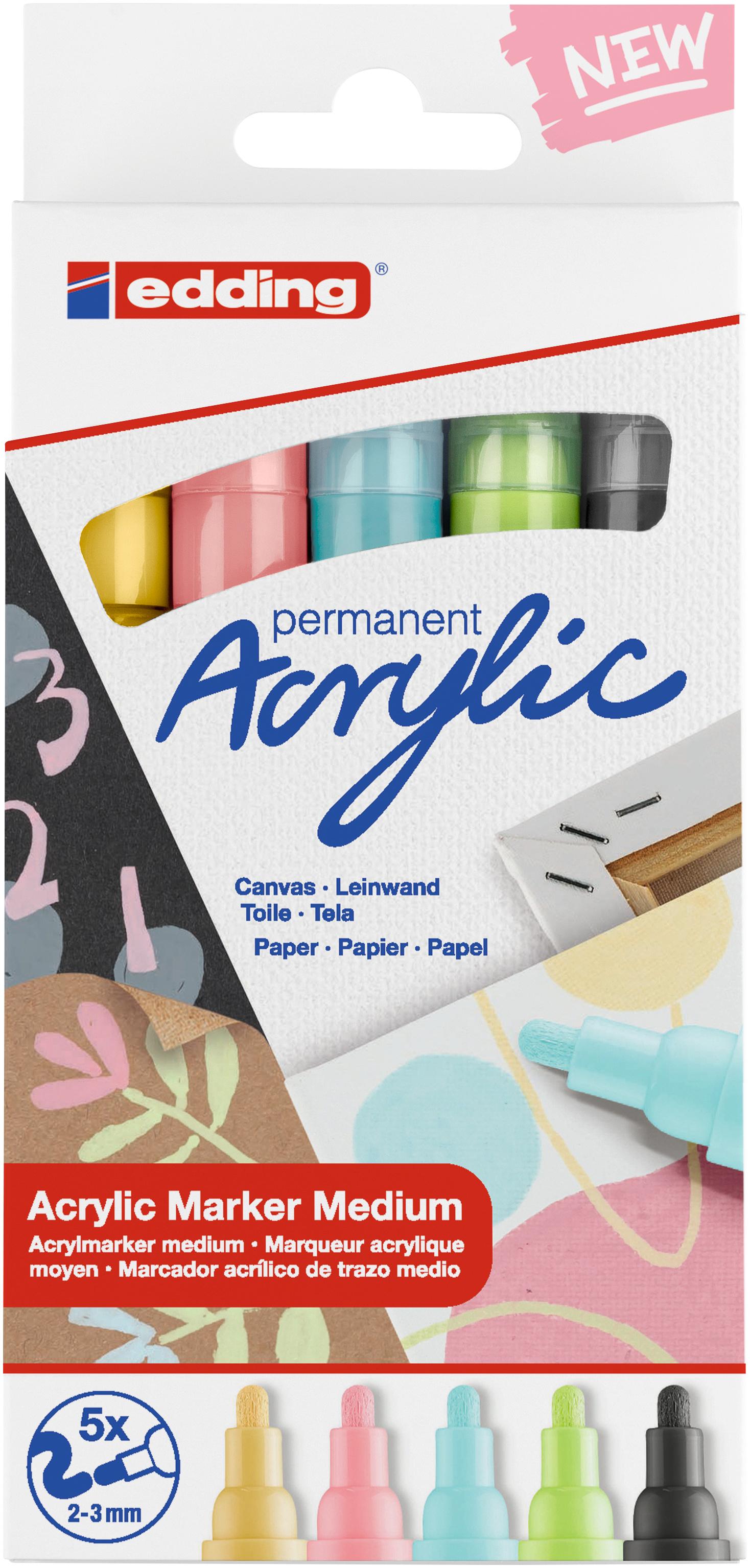 edding Acrylmarker 5100 5er-Set medium pastell