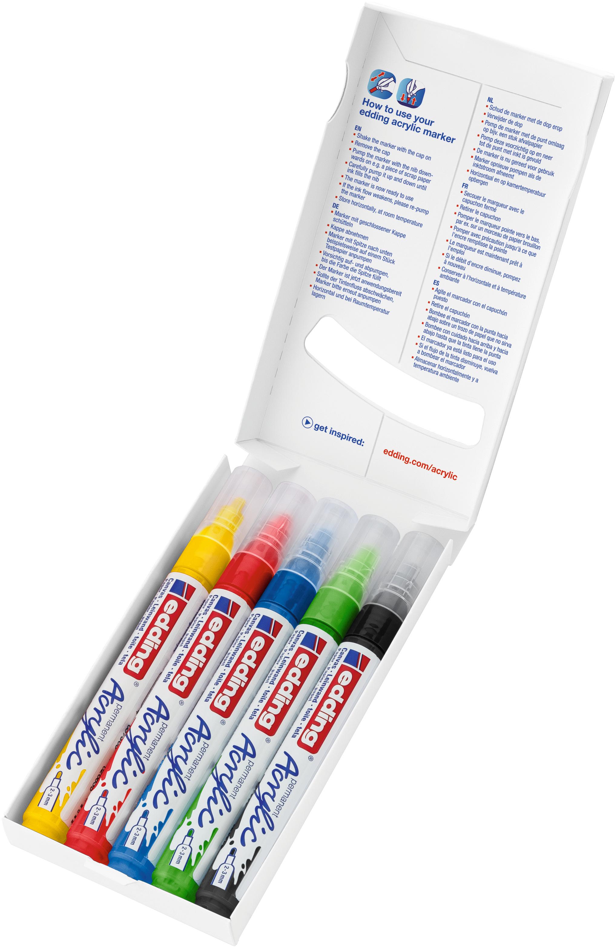 Produktbild edding Acrylmarker 5100 5er-Set medium basic 3 von 10