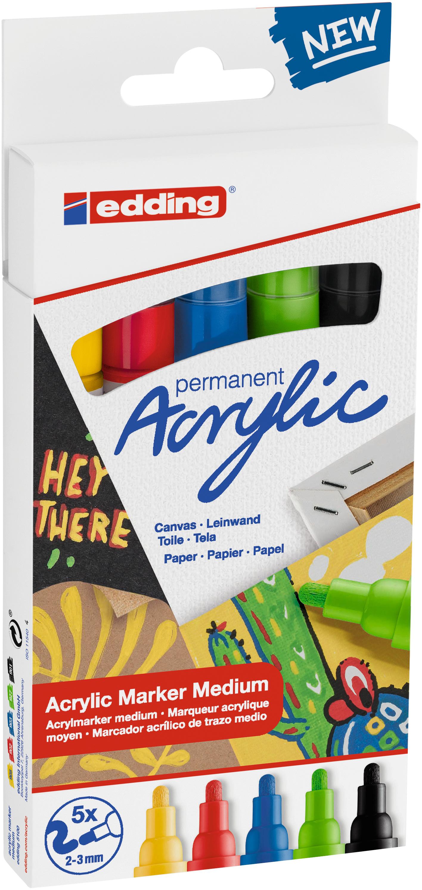 Produktbild edding Acrylmarker 5100 5er-Set medium basic 4 von 10