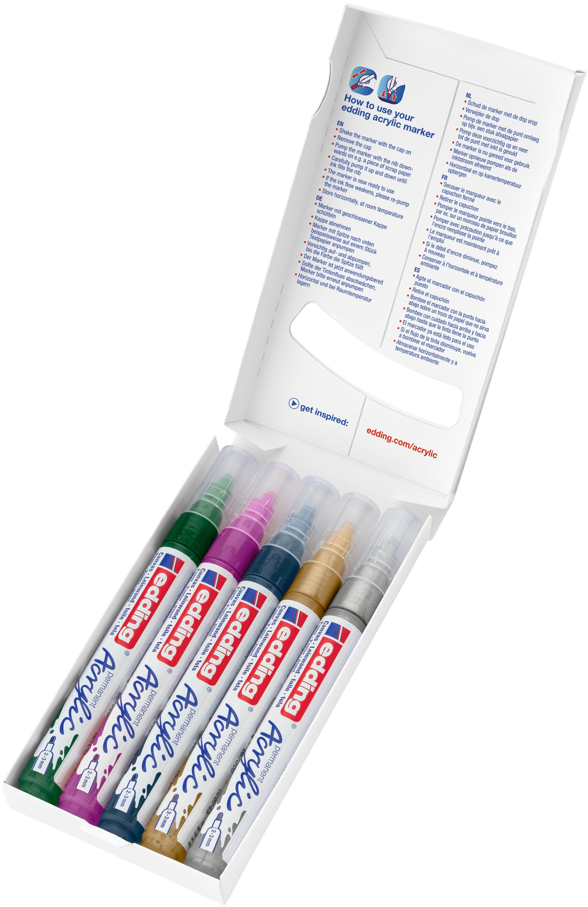 Produktbild edding Acrylmarker 5100 5er-Set medium festive 3 von 12
