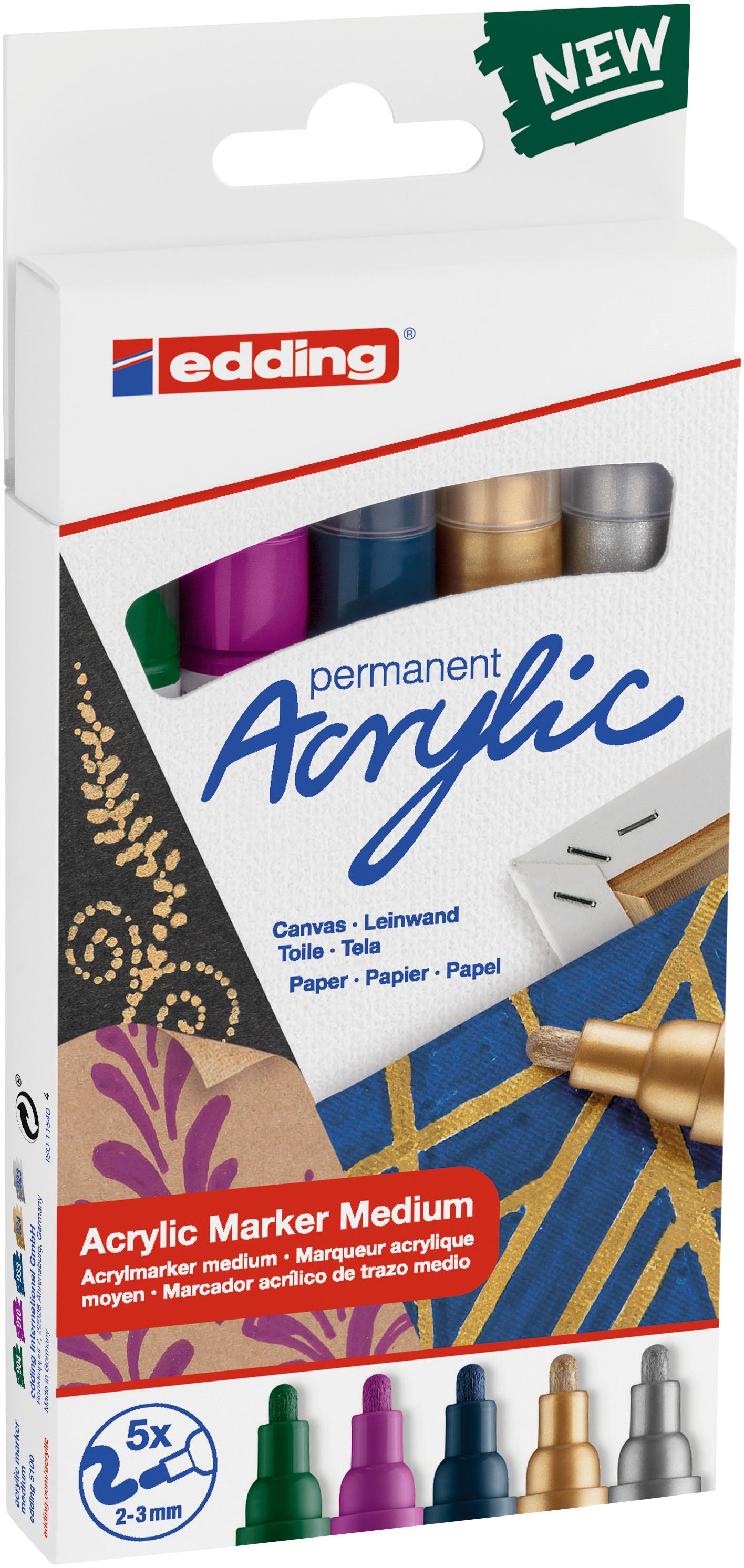 Produktbild edding Acrylmarker 5100 5er-Set medium festive 4 von 12