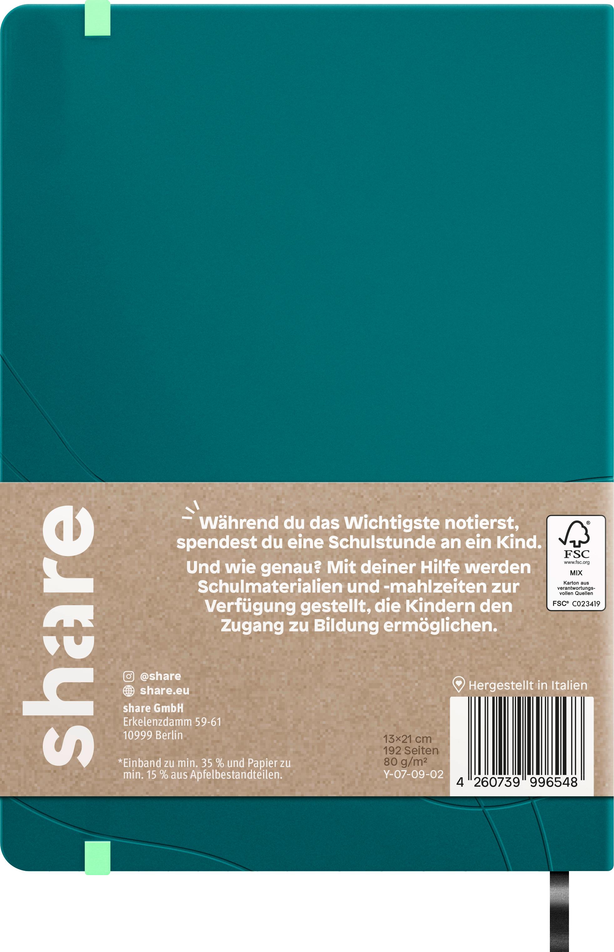 Produktbild SHARE Notizbuch A5 punktkariert Petrol 2 von 2
