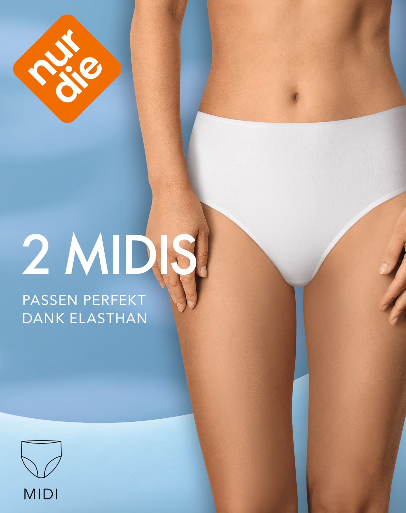 NUR DIE Damen Midi Slip aus Baumwolle 2er Pack