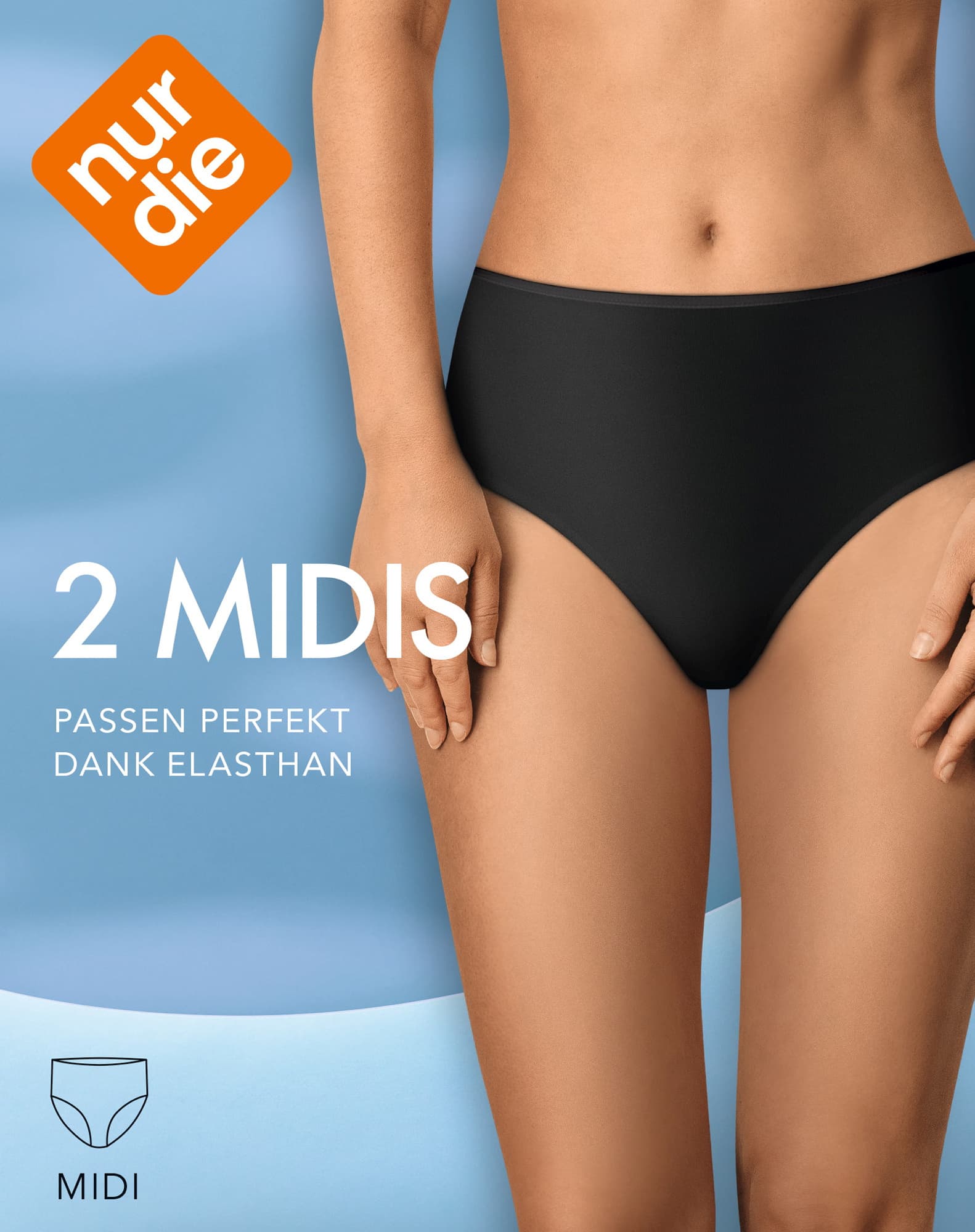 NUR DIE Damen Midi Slip aus Baumwolle 2er Pack