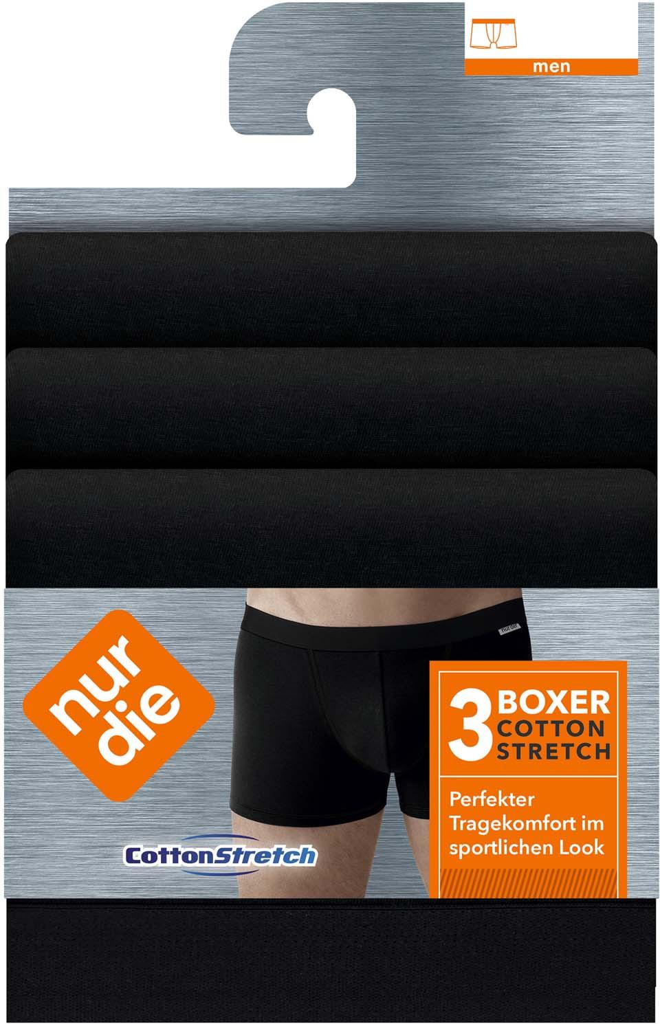 NUR DIE Herren Boxer Cotton Stretch 3er Pack
