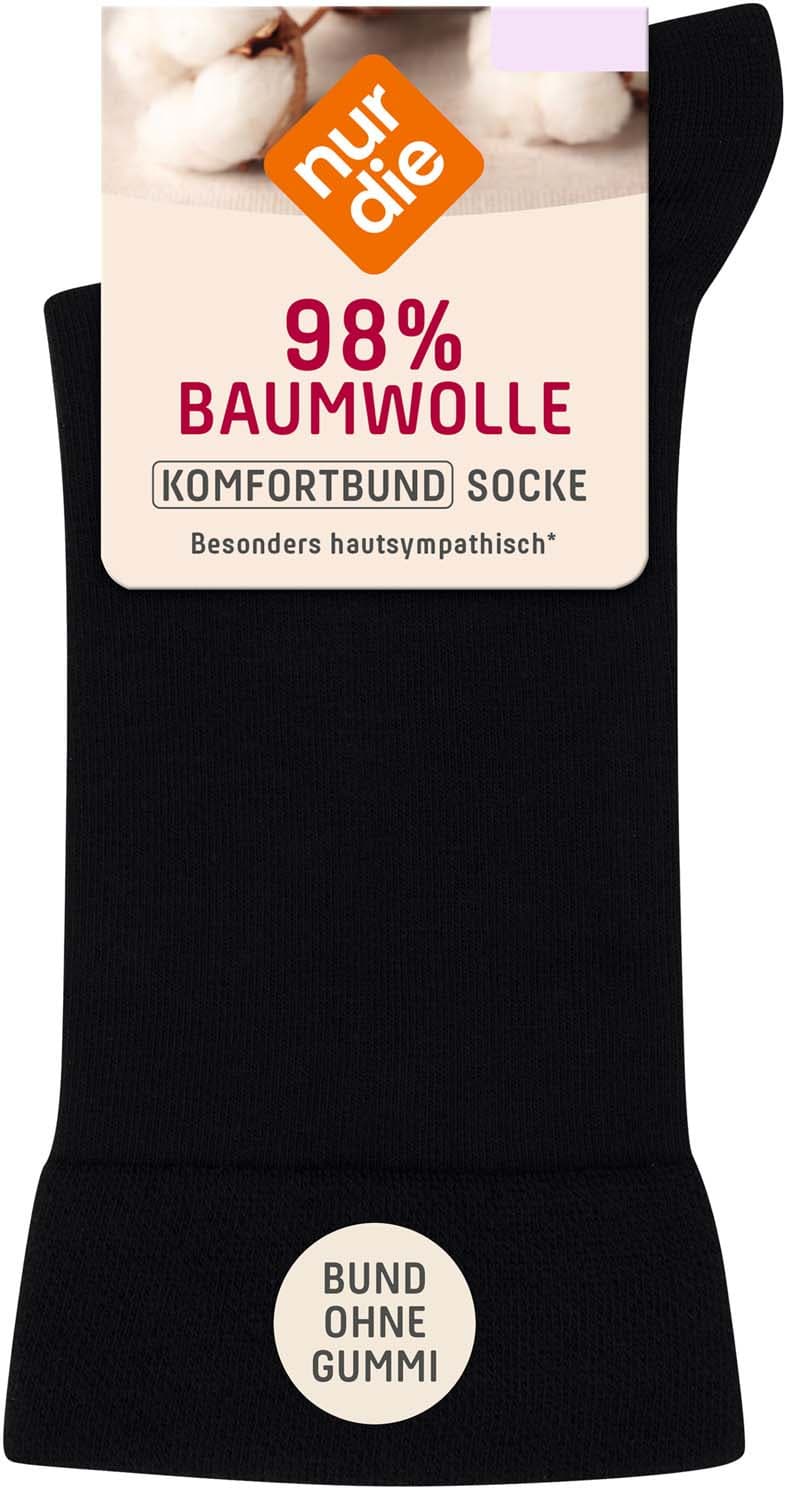 NUR DIE Damen Socken 98% Baumwolle Komfortbund
