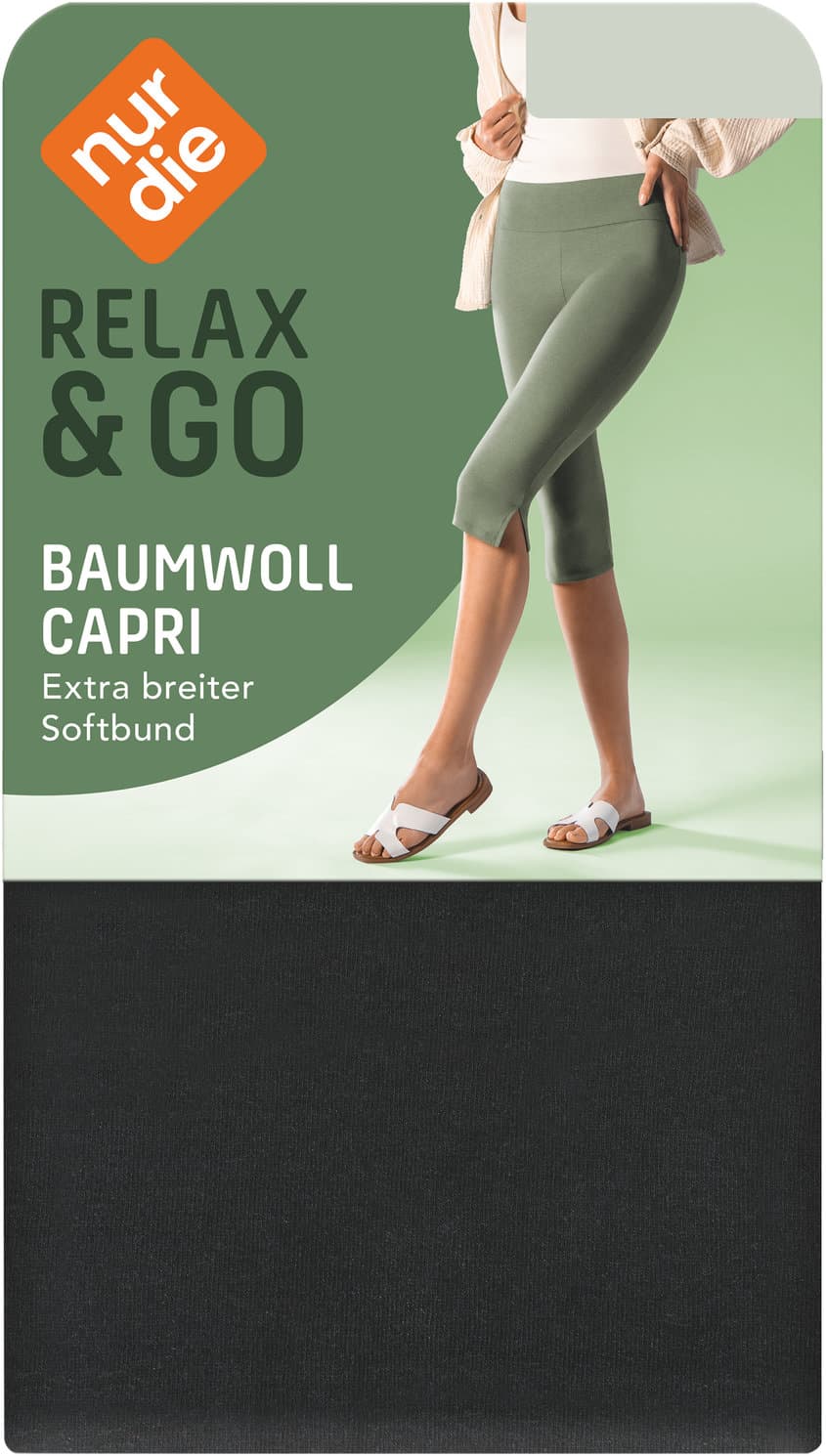 NUR DIE Damen Baumwoll Capri Leggings Relax & Go