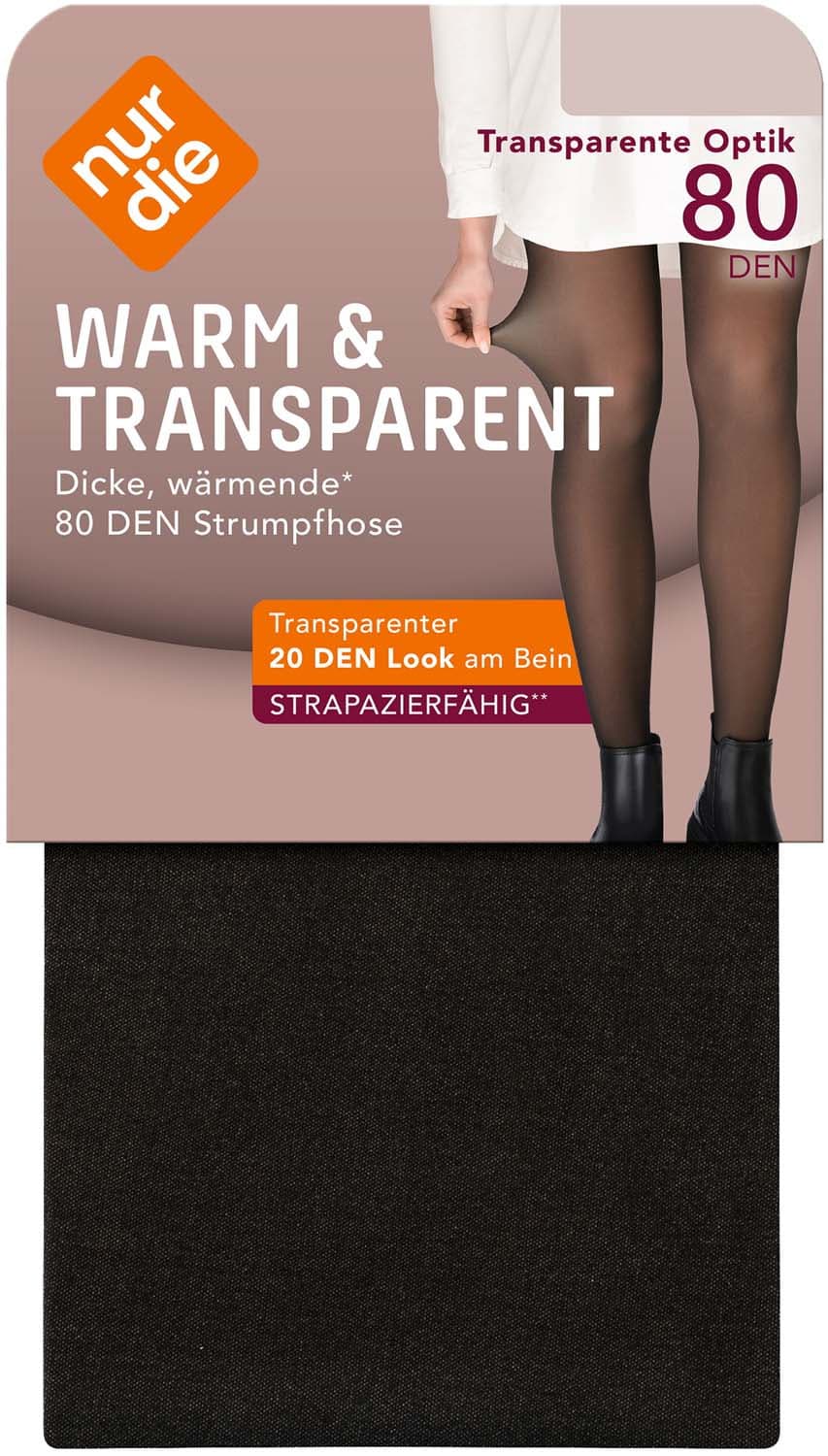 NUR DIE Damen Feinstrumpfhose Warm & Transparent 80 DEN
