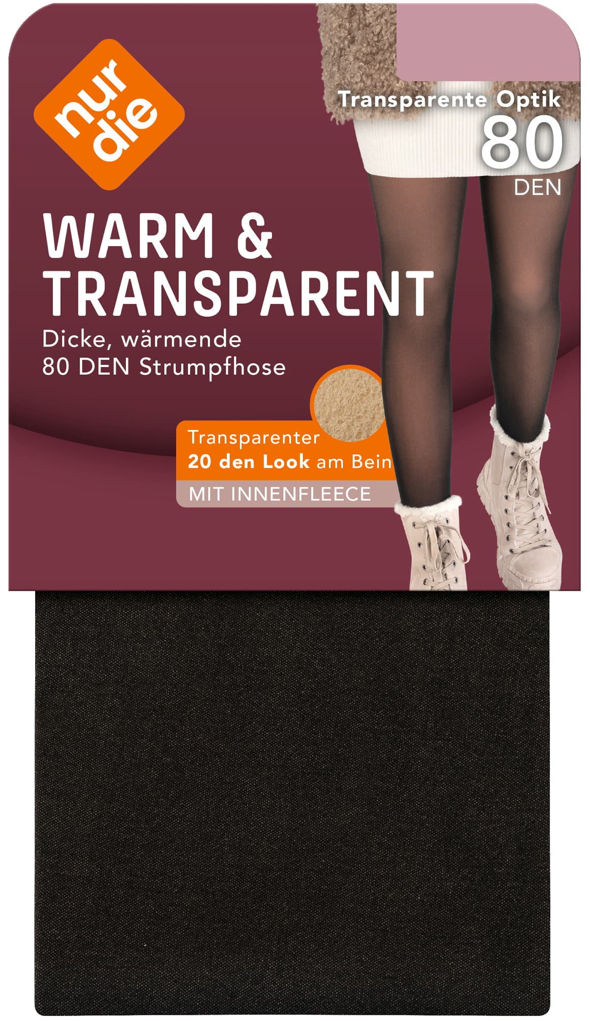 NUR DIE Strumpfhose Warm & Transparent mit Innenfleece 80 DEN