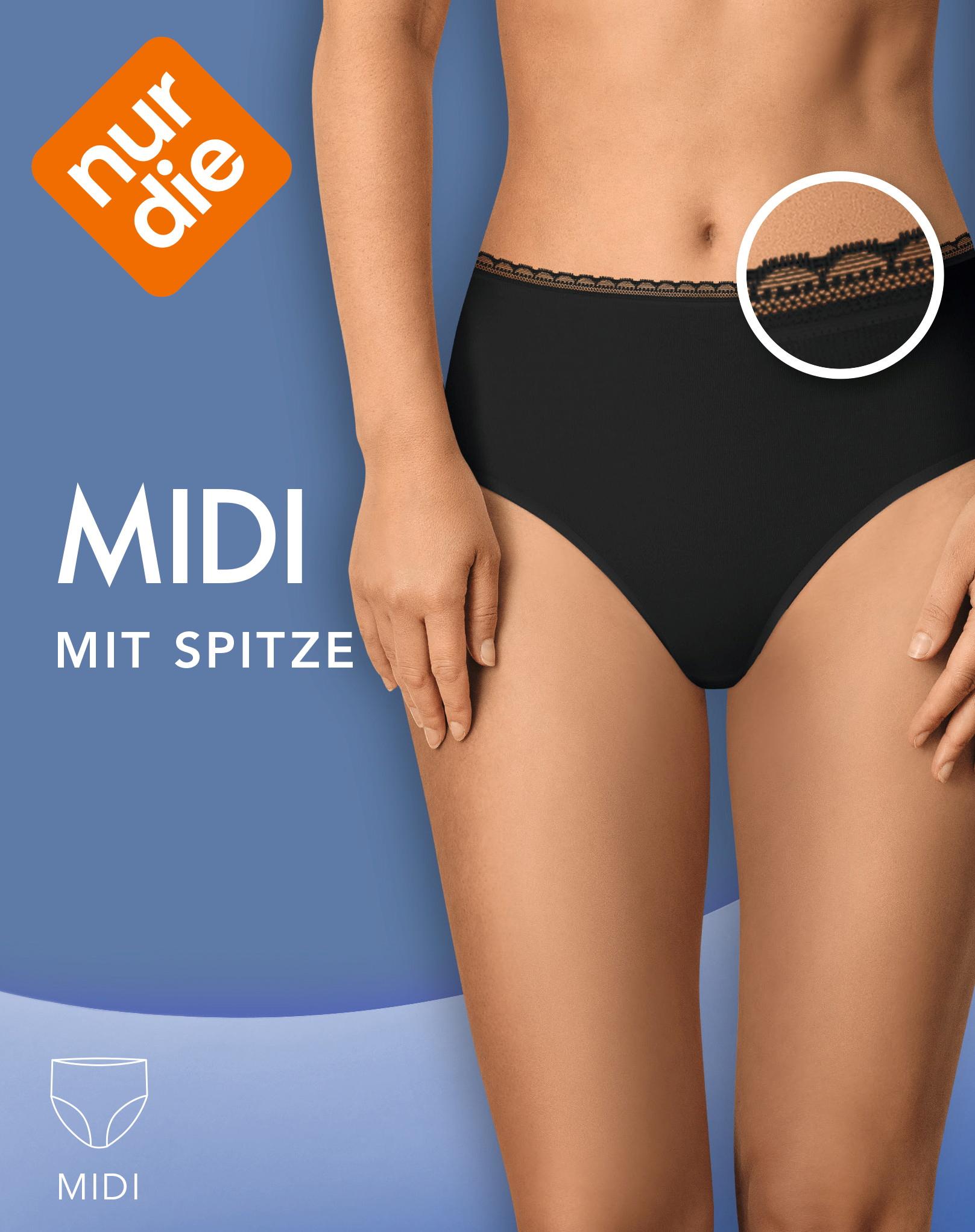 NUR DIE Damen Unterhose Midi mit Spitze XL