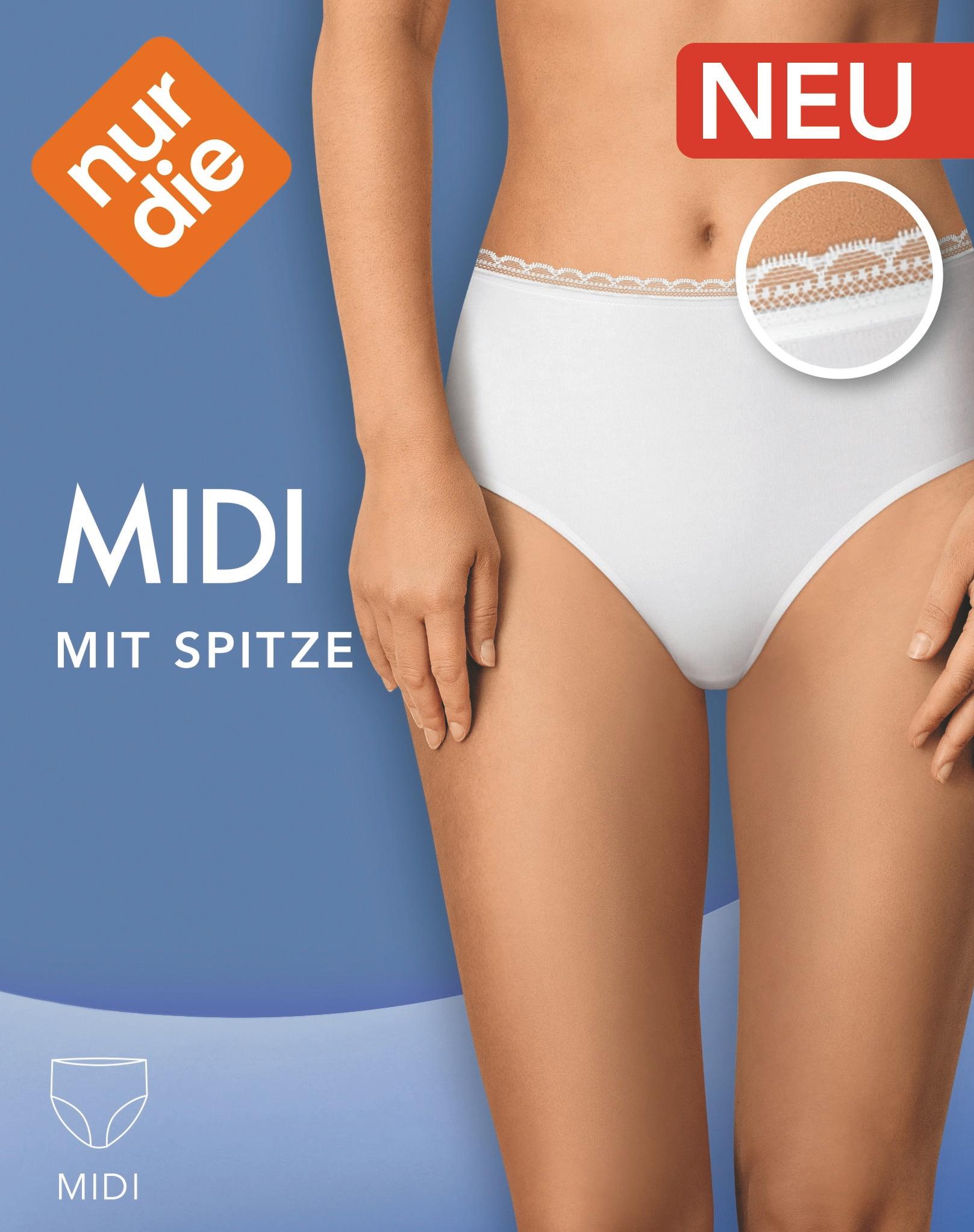 NUR DIE Damen Unterhose Midi mit Spitze M
