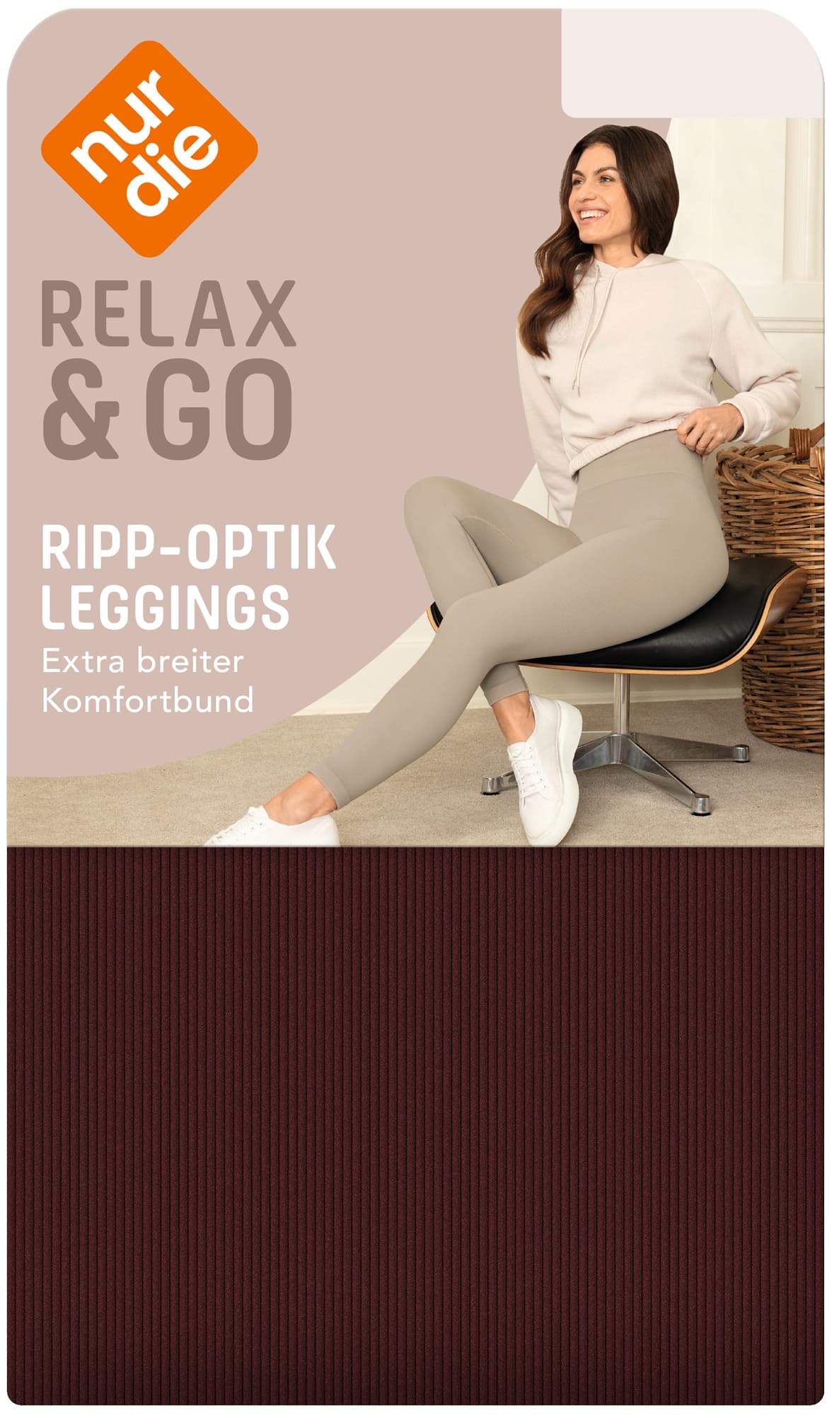 NUR DIE Damen Leggings in Ripp-Optik Relax & Go High Waist