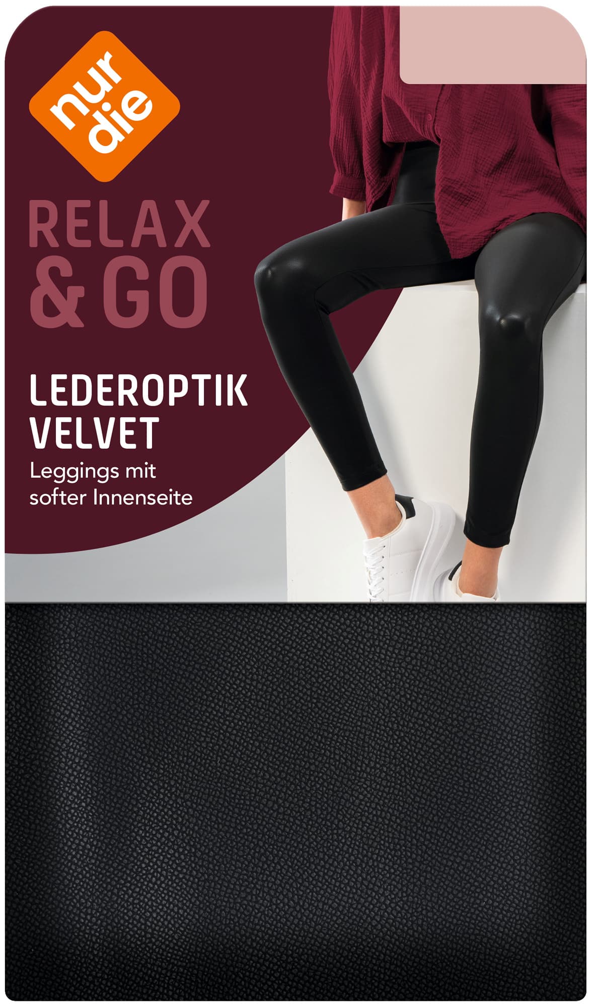 NUR DIE Damen Lederoptik Velvet Leggings