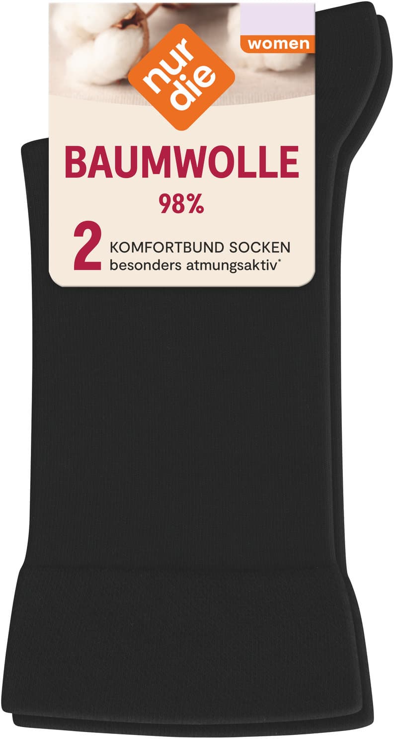 NUR DIE Damen Socken 98% Baumwolle Komfortbund
